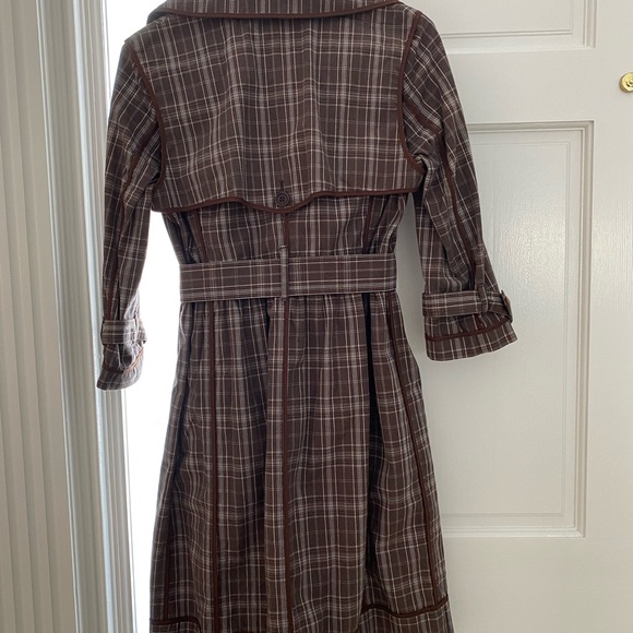 BCBGMaxAzria Audrey Brown Plaid Trench Coat - Picture 2 of 6